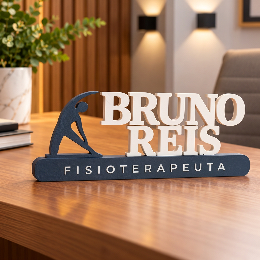Placa De Mesa Personalizada Nome Profissão Fisioterapeuta