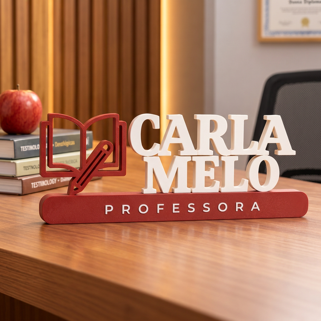 Placa De Mesa Personalizada Nome Profissão Professor(a)