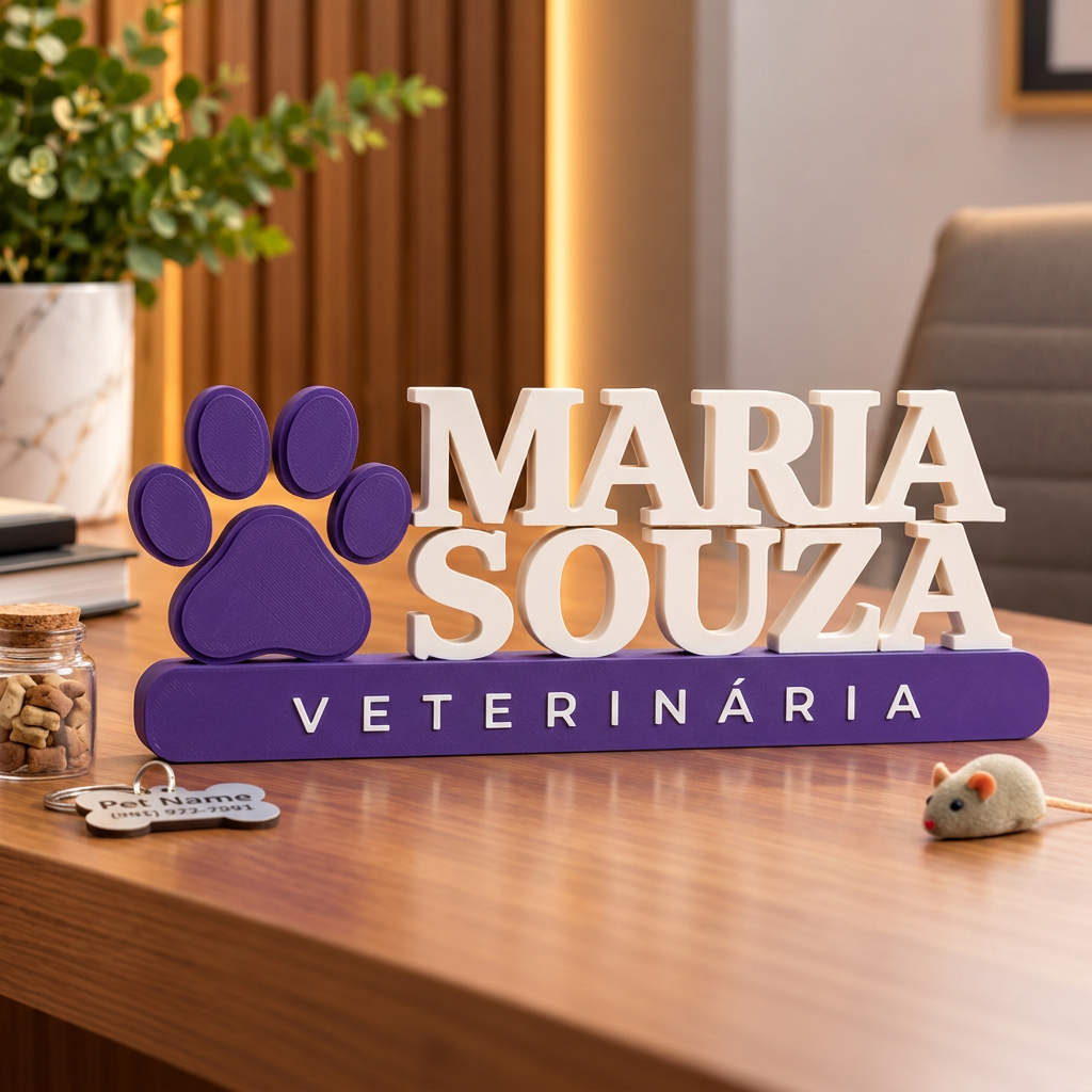 Placa De Mesa Personalizada Nome Profissão Veterinário(a)